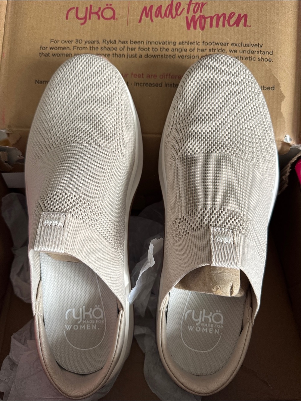 Ryka Women's Slip-On Knit Sneakers in Beige